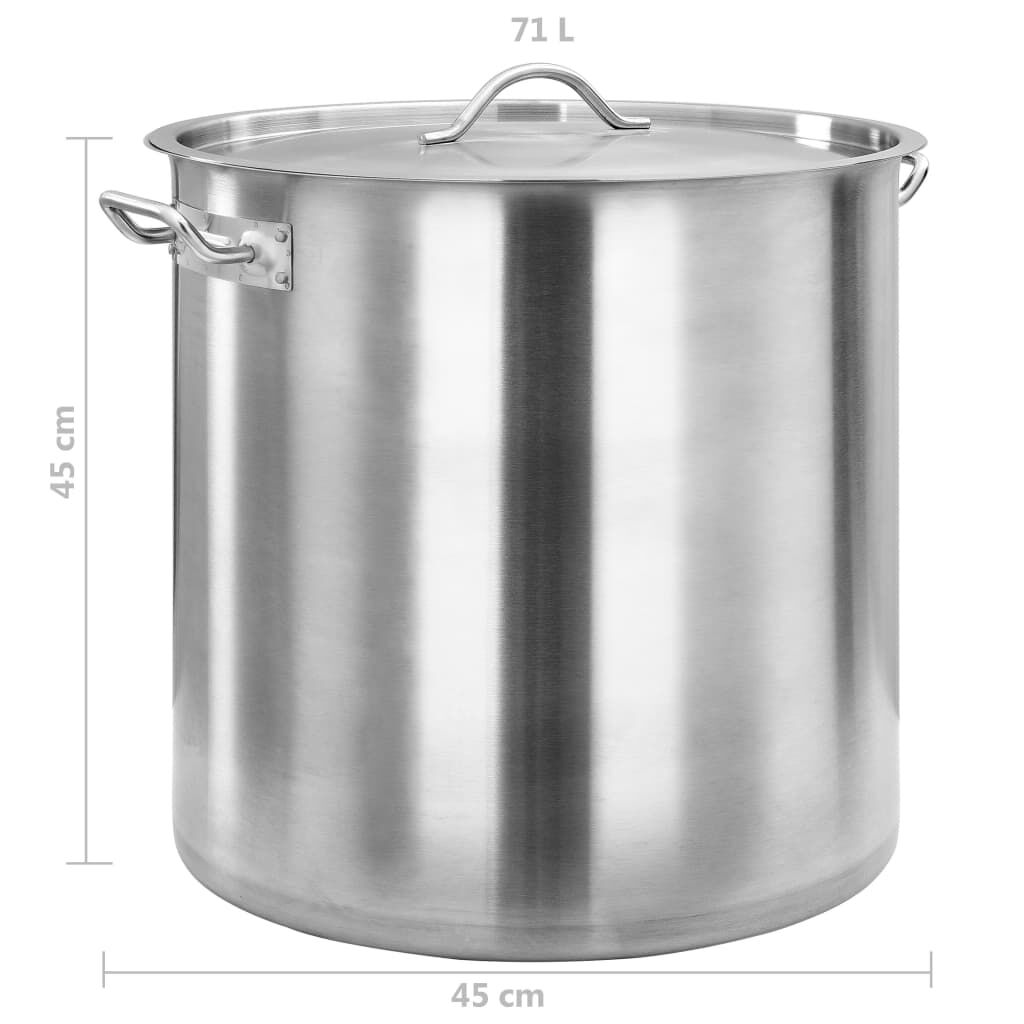 vidaXL Μαρμίτα 71 Λίτρων 45 x 45 εκ. από Ανοξείδωτο Ατσάλι