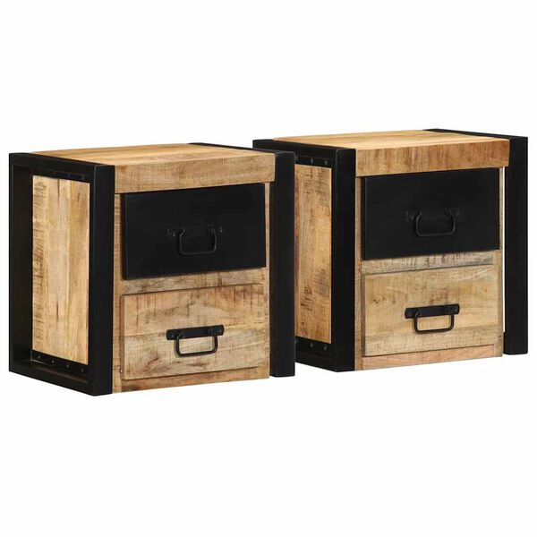 vidaXL Κομοδίνα 2 τεμάχια 40x35x40 cm Στερεό ακατέργαστο ξύλο Mango
