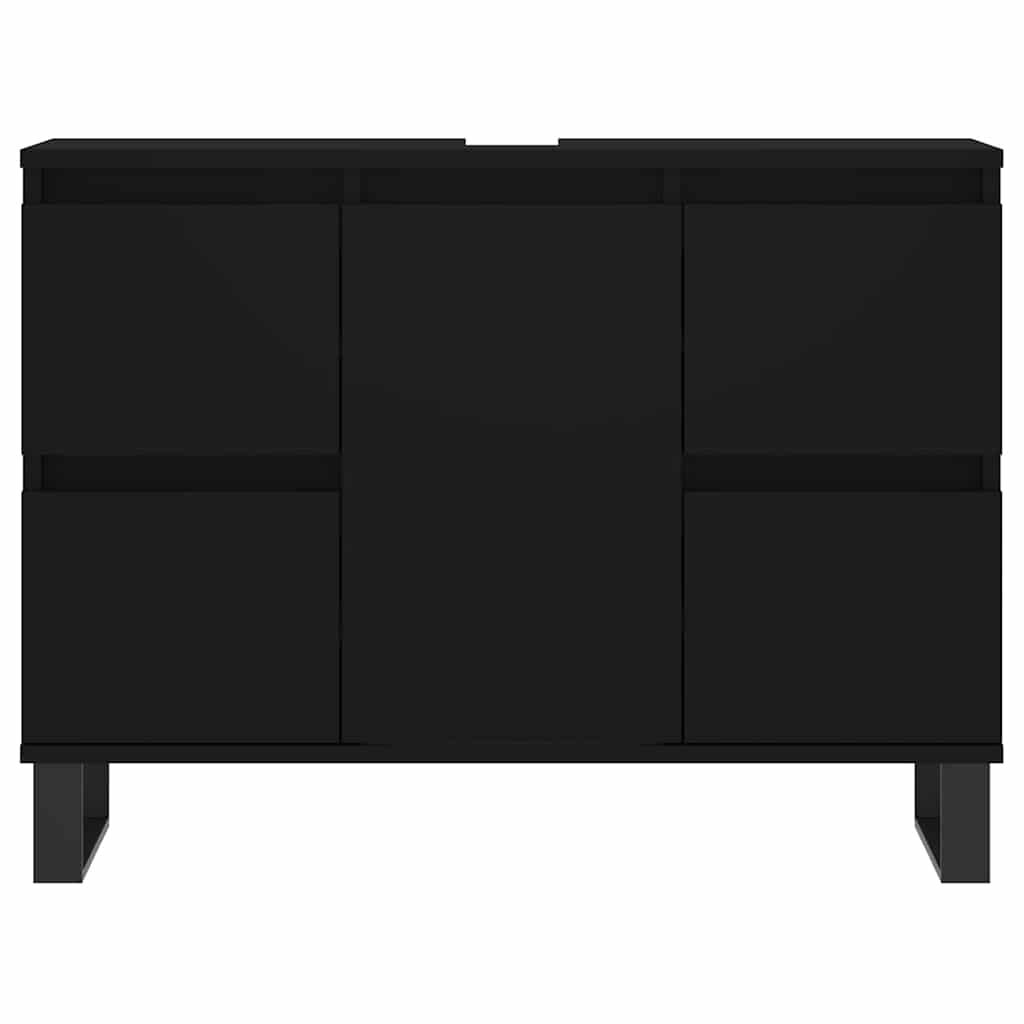vidaXL Ντουλάπι Μπάνιου Μαύρο 80 x 33 x 60 εκ. από Επεξεργασμένο Ξύλο