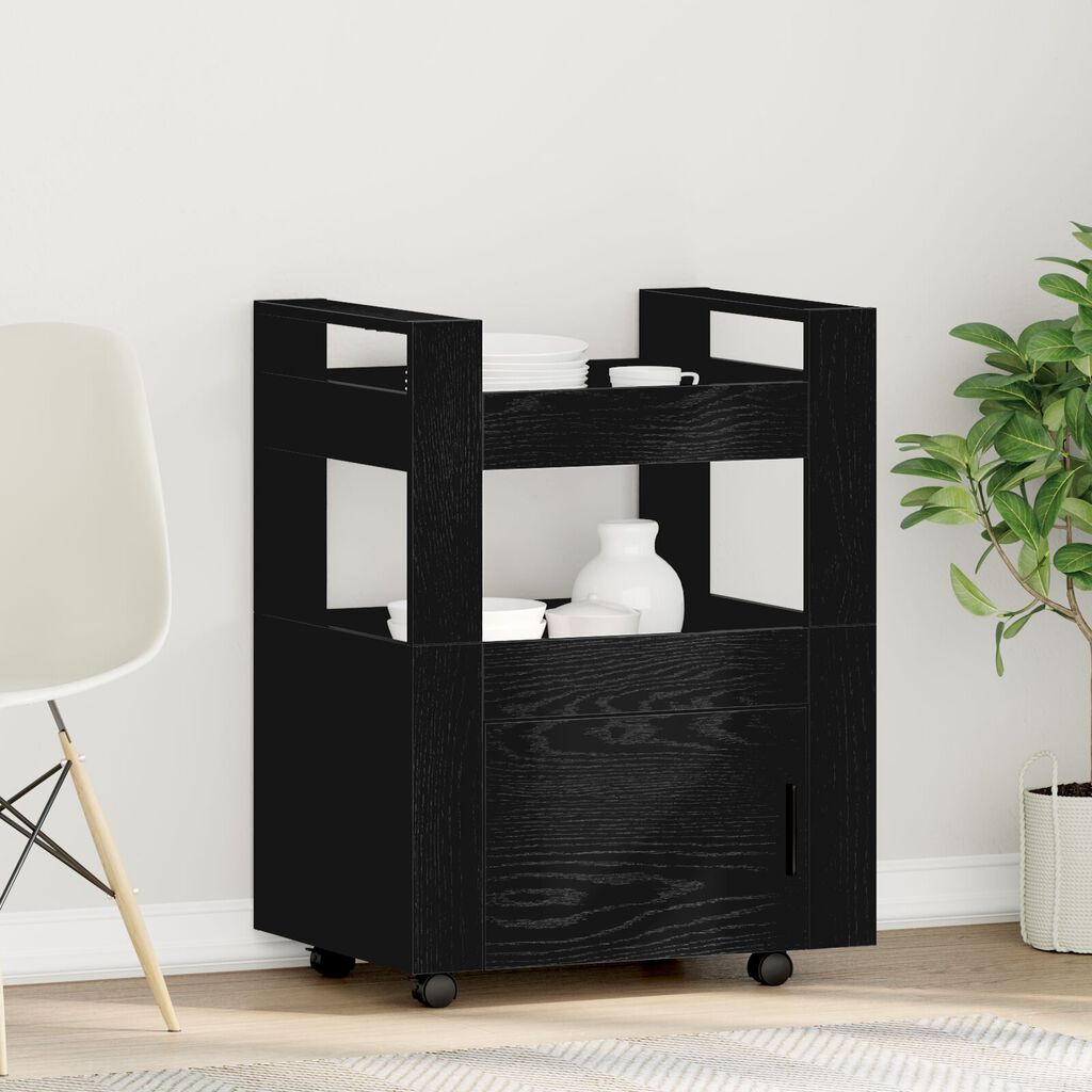 vidaXL Κουζίνα Τροχαλία Μαύρη Βελανιδιά 60x45x80 εκ Επεξεργασμένο Ξύλο