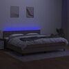 vidaXL &Kappa;&rho;&epsilon;&beta;ά&tau;&iota; Boxspring &mu;&epsilon; &Sigma;&tau;&rho;ώ&mu;&alpha; & LED Taupe 200x200 &epsilon;&kappa;. &Upsilon;&phi;&alpha;&sigma;&mu;ά&tau;&iota;&nu;&omicron;