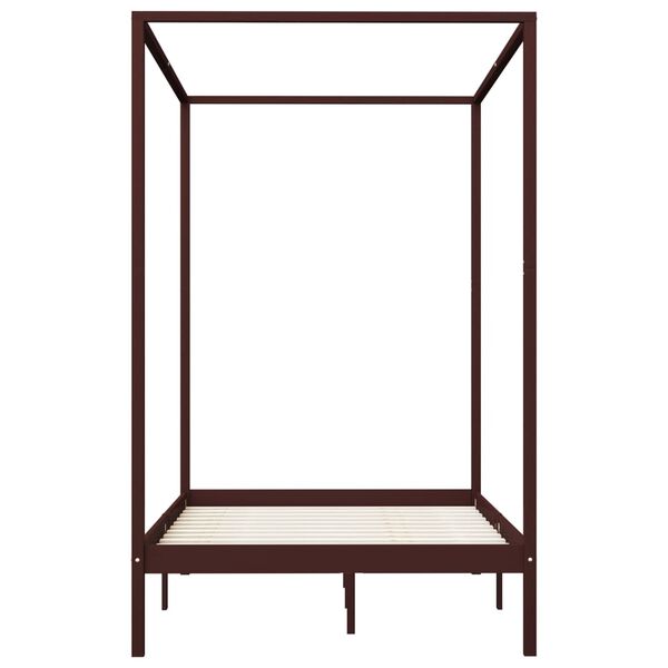 vidaXL Πλαίσιο Κρεβατιού με Ουρανό Σκούρο Καφέ 120x200 εκ. Μασίφ Πεύκο