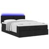 vidaXL Οθωμανικό κρεβάτι με στρώμα & LEDs Μαύρο 140x200 cm Ύφασμα