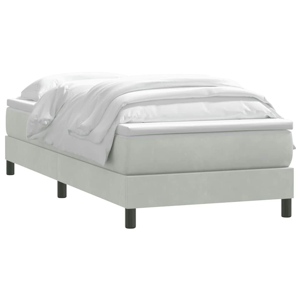 vidaXL Box Spring κρεβάτι με στρώμα ανοιχτό γκρι 80x220 cm Βελούδινο