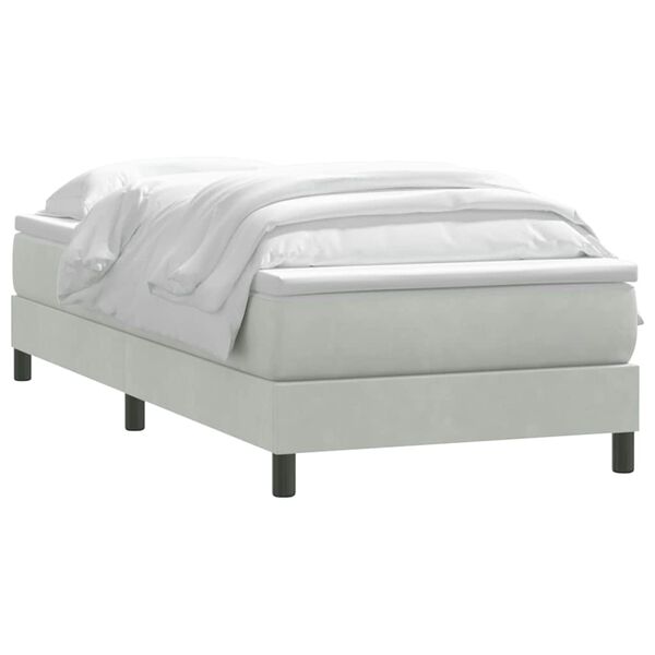 vidaXL Box Spring κρεβάτι με στρώμα ανοιχτό γκρι 80x220 cm Βελούδινο