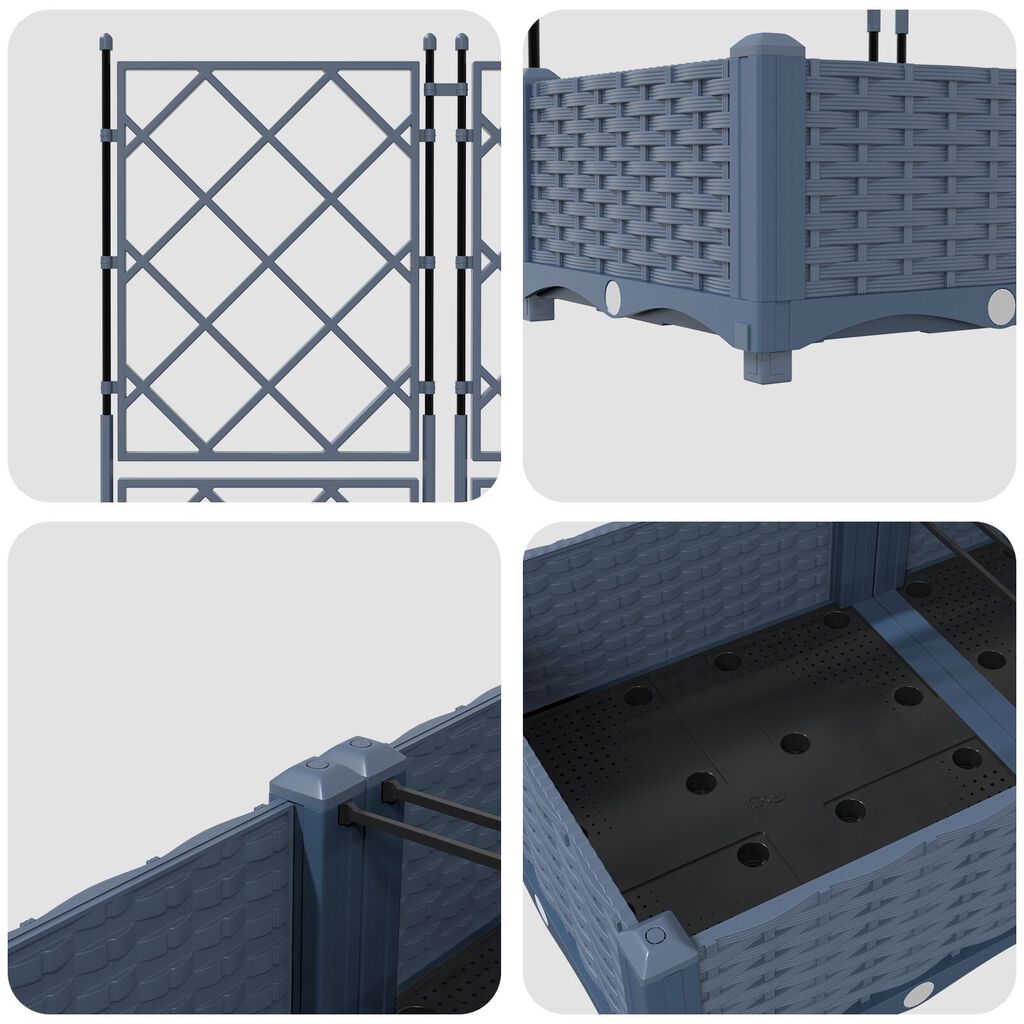vidaXL Γλάστρα Κήπου με Πλέγμα 2 τεμ Γκρι 80x40x125,5 εκ