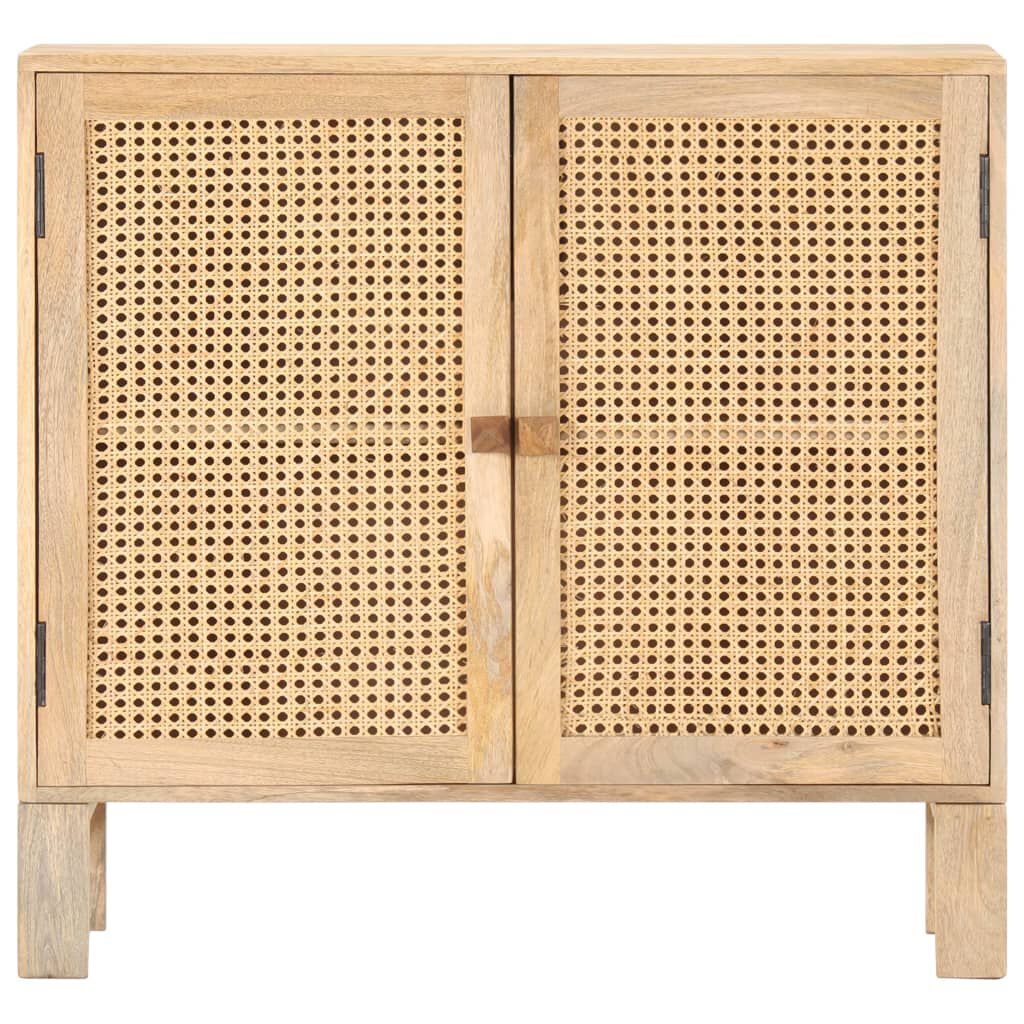 vidaXL Ντουλάπι 80x30x73 εκ. Μασίφ Ξύλο Μάνγκο και Φυσικό Ζαχαροκάλαμο
