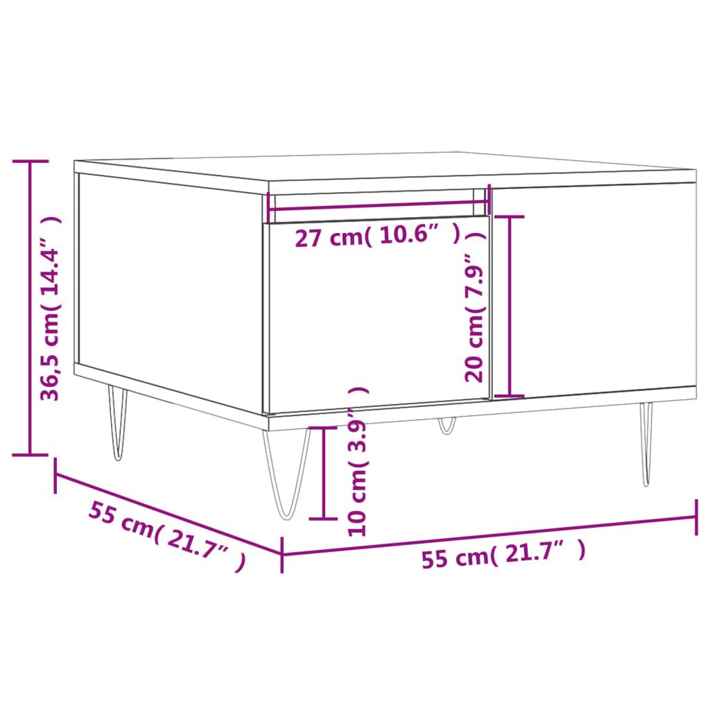 vidaXL Τραπεζάκι Σαλονιού Γκρι Sonoma 55x55x36,5εκ. Επεξεργασμένο Ξύλο