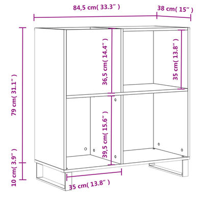 vidaXL Έπιπλο Δίσκων Λευκό 84,5 x 38 x 89 εκ. από Επεξεργασμένο Ξύλο