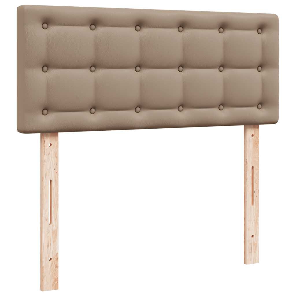 vidaXL Οθωμανικό κρεβάτι με στρώματα & LEDs Cappuccino Faux Leather