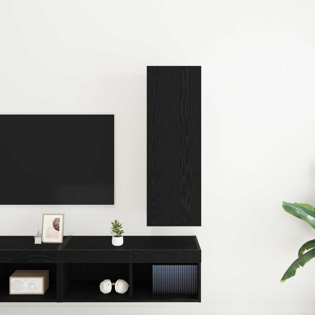 vidaXL Τοίχου Μονάδα Τηλεόρασης Μαύρη Δρυς - 30.5 x 30 x 90 εκ, Από Επεξεργασμένο Ξύλο