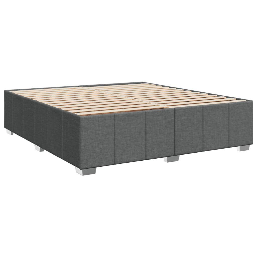 vidaXL Κρεβάτι Boxspring με Στρώμα Σκούρο Γκρι 200x200 εκ. Υφασμάτινο