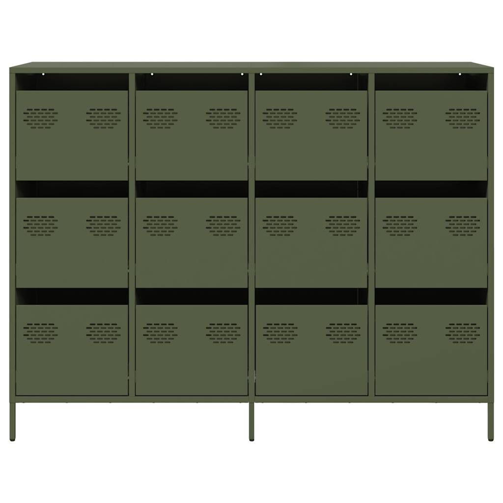 vidaXL Sideboard Olive Green 135x39x103,5 cm Ατσάλι ψυχρής έλασης
