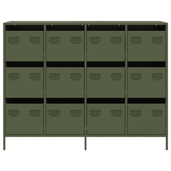vidaXL Sideboard Olive Green 135x39x103,5 cm Ατσάλι ψυχρής έλασης