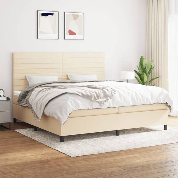 vidaXL &Kappa;&rho;&epsilon;&beta;ά&tau;&iota; Boxspring &mu;&epsilon; &Sigma;&tau;&rho;ώ&mu;&alpha; &Kappa;&rho;&epsilon;&mu; 200x200 &epsilon;&kappa;. &Upsilon;&phi;&alpha;&sigma;&mu;ά&tau;&iota;&nu;&omicron;