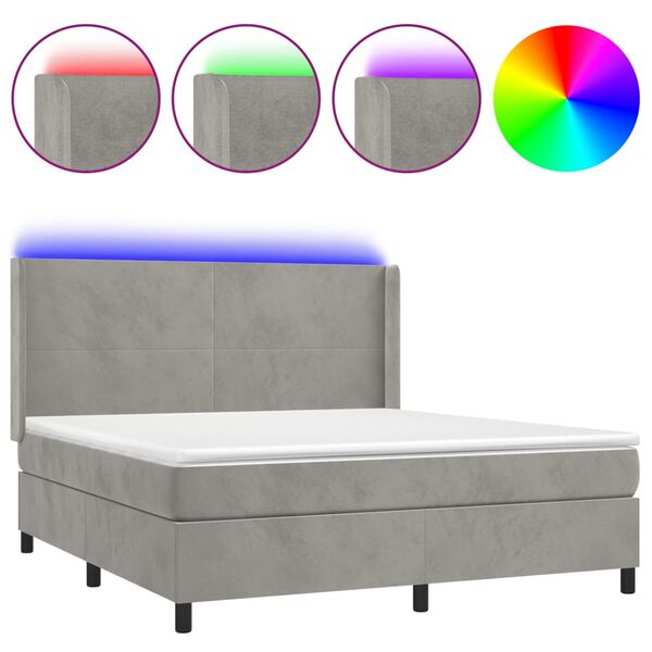 vidaXL &Kappa;&rho;&epsilon;&beta;ά&tau;&iota; Boxspring &mu;&epsilon; &Sigma;&tau;&rho;ώ&mu;&alpha; & LED &Alpha;&nu;.&Gamma;&kappa;&rho;&iota; 180x200 &epsilon;&kappa;. &Beta;&epsilon;&lambda;&omicron;ύ&delta;&iota;&nu;&omicron;