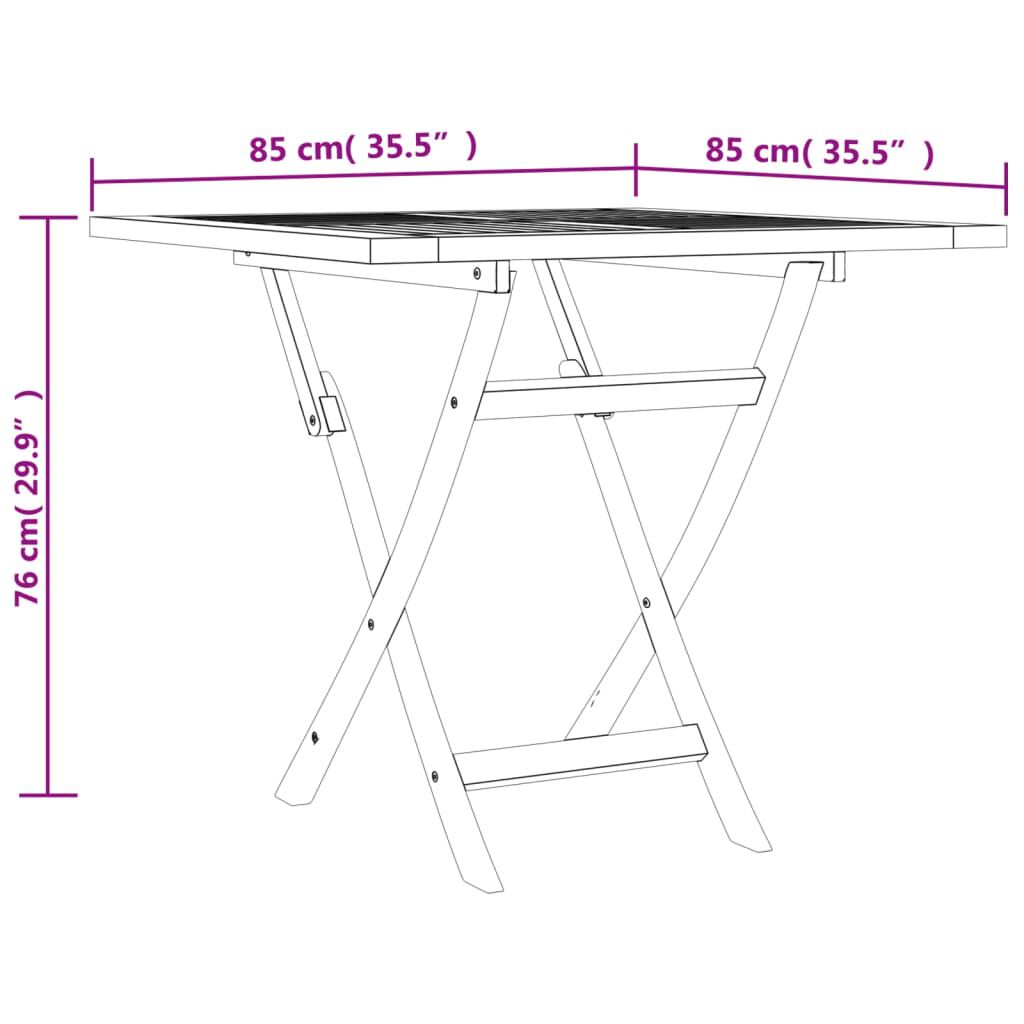 vidaXL Τραπέζι Κήπου Πτυσσόμενο 85 x 85 x 76 εκ. από Μασίφ Ξύλο Teak