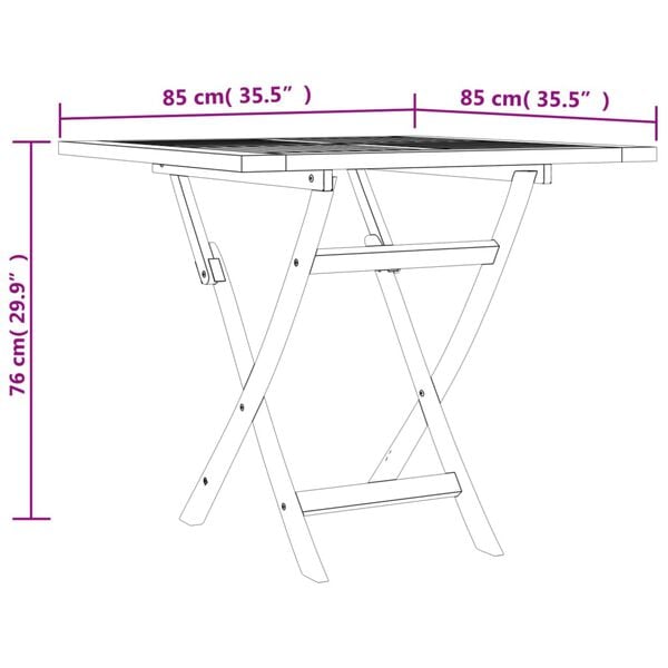 vidaXL Τραπέζι Κήπου Πτυσσόμενο 85 x 85 x 76 εκ. από Μασίφ Ξύλο Teak