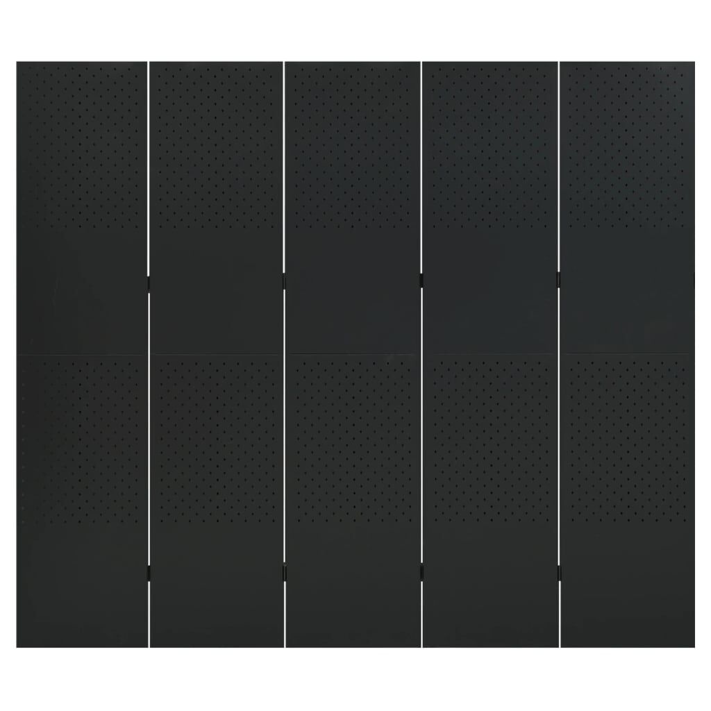 vidaXL Διαχωριστικό Δωματίου με 5 Πάνελ Μαύρο 200 x 180 εκ. από Ατσάλι