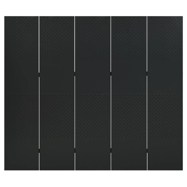 vidaXL Διαχωριστικό Δωματίου με 5 Πάνελ Μαύρο 200 x 180 εκ. από Ατσάλι