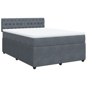 vidaXL Κρεβάτι Boxspring με Στρώμα Σκούρο Γκρι 140x190 εκ. Βελούδινο