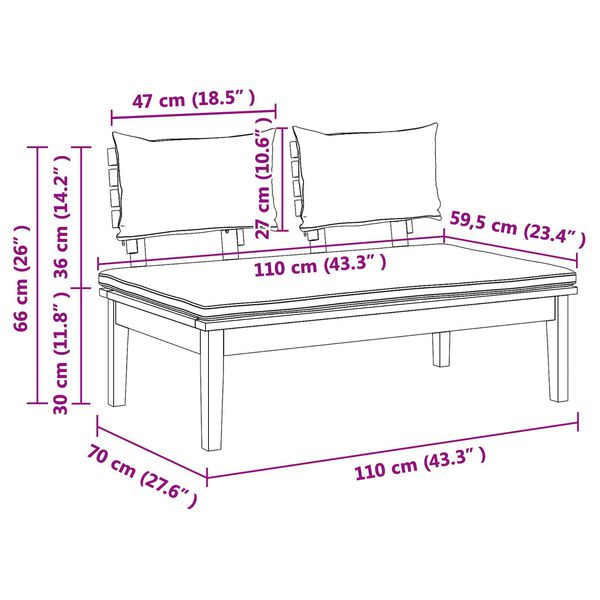 vidaXL Παγκάκι κήπου 2 pcs Καφέ Μασίφ ξύλο teak