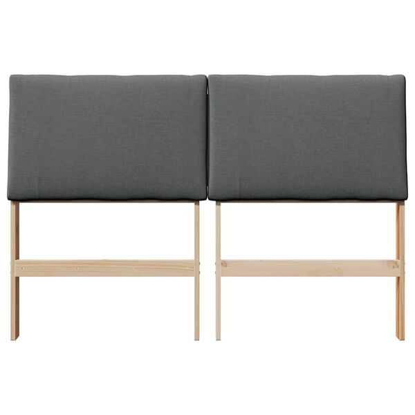 vidaXL Ταπετσαρισμένο κεφαλάρι Σκούρο Γκρι 140 cm Στερεά ξυλεία πεύκου