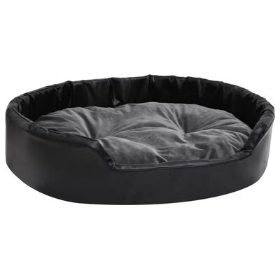 vidaXL Κρεβάτι Σκύλου Μαύρο/Σκ. Γκρι 90x79x20 εκ. Βελουτέ/Συνθ. Δέρμα