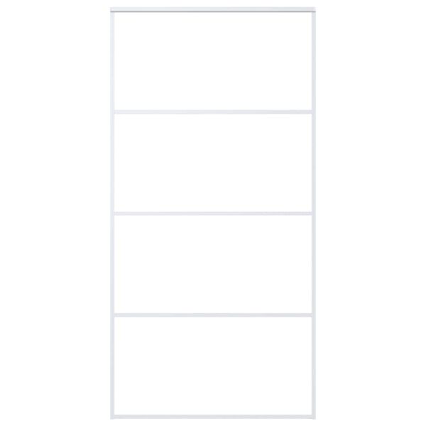 vidaXL Συρόμενη Πόρτα Λευκή Αμμοβολή 102,5x205 εκ. Γυαλί ESG/Αλουμίνιο