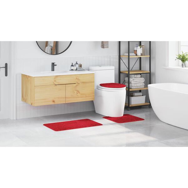 vidaXL Πατάκι μπάνιου 3 pcs Κόκκινο 50 x 50 cm Πολυπροπυλένιο