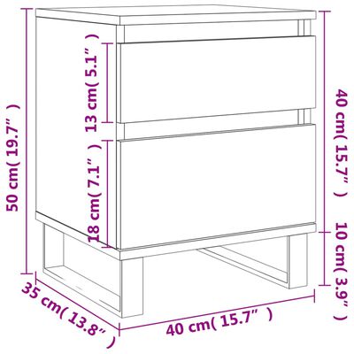 vidaXL Κομοδίνο Λευκό 40 x 35 x 50 εκ. από Επεξεργασμένο Ξύλο