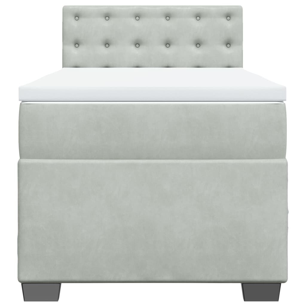 vidaXL Κρεβάτι Boxspring με Στρώμα Ανοιχτό Γκρι 100x200 εκ. Βελούδινο