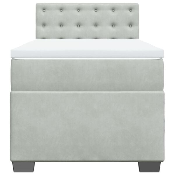 vidaXL Κρεβάτι Boxspring με Στρώμα Ανοιχτό Γκρι 100x200 εκ. Βελούδινο