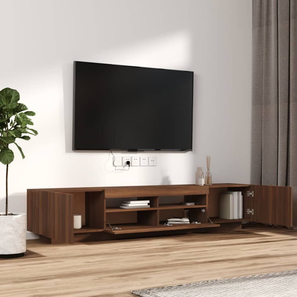 vidaXL Σετ Επίπλων Τηλεόρασης 2 Τεμ. φώτα LED Καφέ δρυς Επεξ. Ξύλο