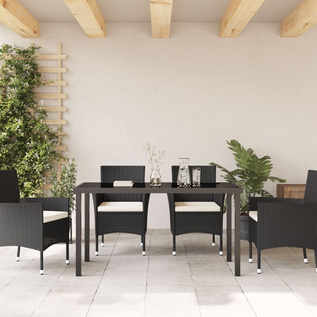 vidaXL Τραπέζι Κήπου Μαύρο 140x80x73 εκ Γυαλί Σαπιστής