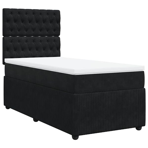 vidaXL Κρεβάτι Boxspring με Στρώμα Μαύρο 90x200 εκ. Βελούδινο