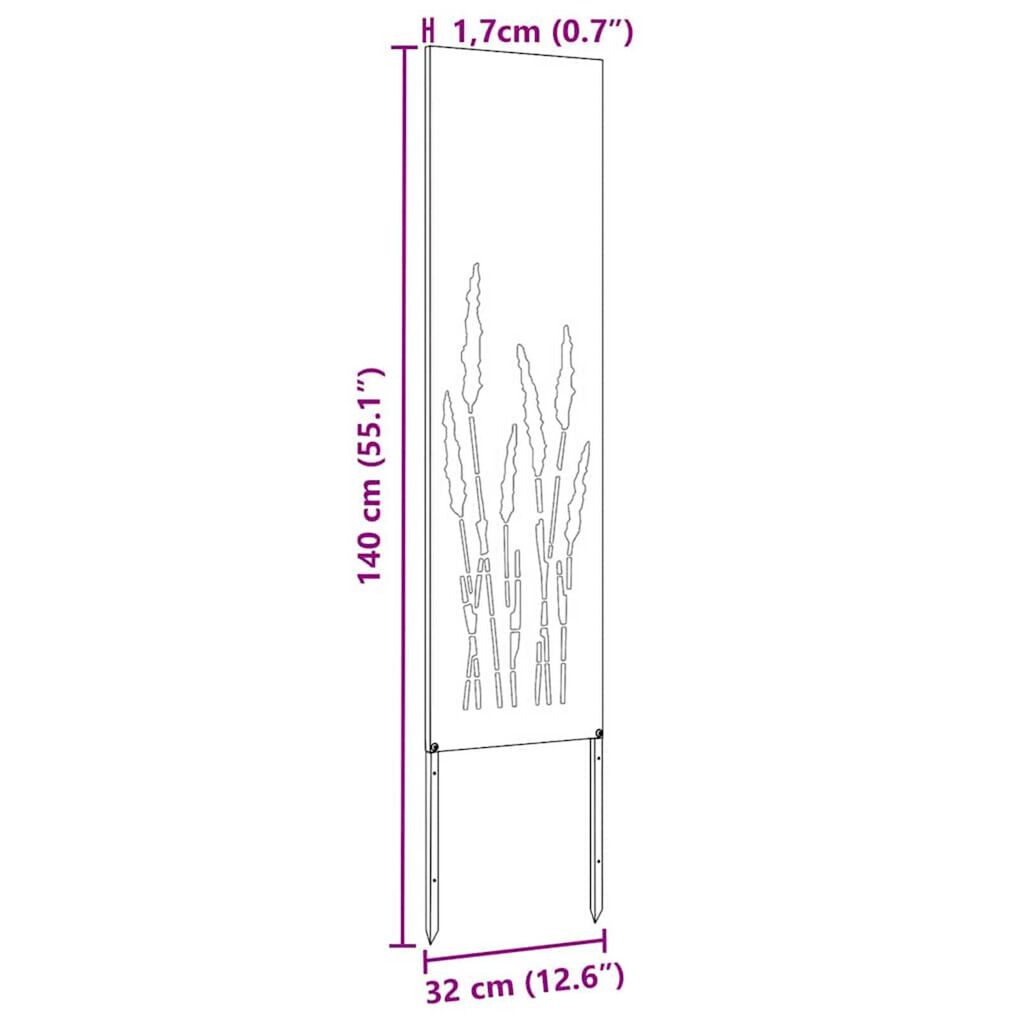 vidaXL Διακοσμητική Πλάκα Κήπου Άλλο Μαύρο 32 x 140 εκ