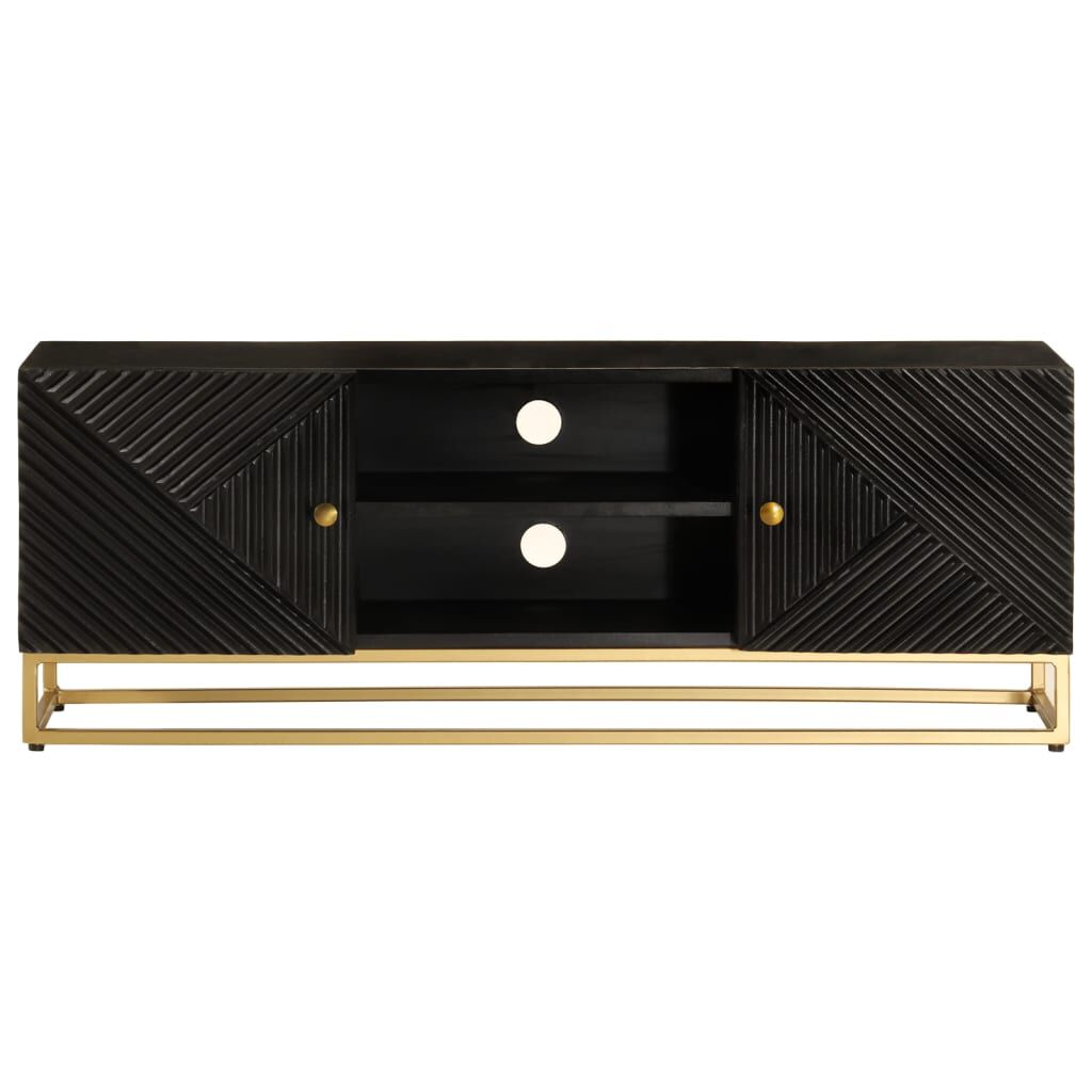 vidaXL Έπιπλο Τηλεόρασης Μαύρο 110x30x40εκ.Μασίφ Ξύλο Μάνγκο & Σίδηρος