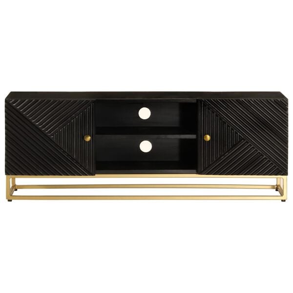 vidaXL Έπιπλο Τηλεόρασης Μαύρο 110x30x40εκ.Μασίφ Ξύλο Μάνγκο & Σίδηρος