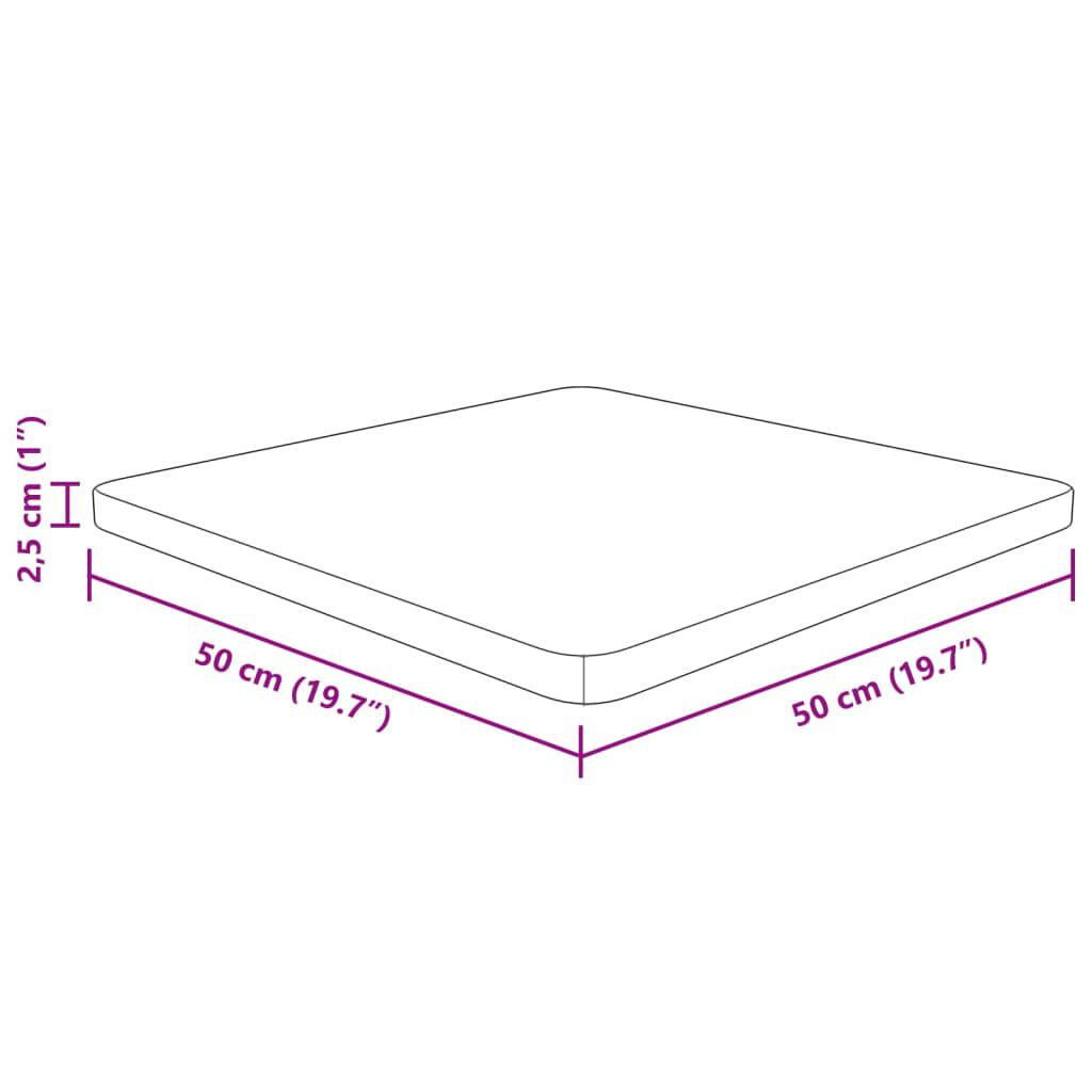 vidaXL Επιφάνεια Τραπεζιού Τετράγωνη Αν. Καφέ 50x50x2,5 εκ. Ξύλο Δρυς