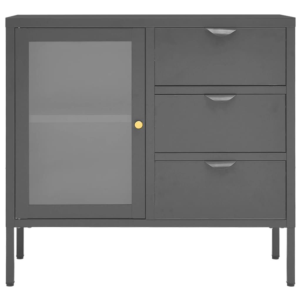 vidaXL Μπουφές Ανθρακί 75 x 35 x 70 εκ. από Ατσάλι και Ψημένο Γυαλί