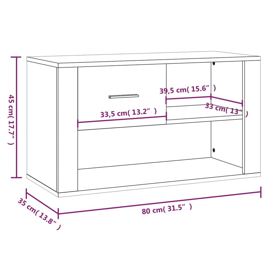 vidaXL Παπουτσοθήκη Γκρι Σκυροδέματος 80x35x45 εκ. Επεξεργασμένο Ξύλο