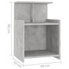 vidaXL Κομοδίνο Γκρι Σκυροδέματος 40 x 35 x 60 εκ. από Επεξ. Ξύλο