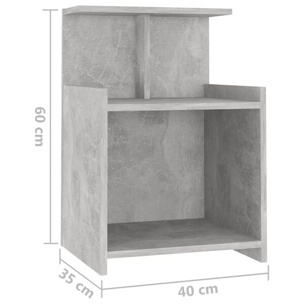 vidaXL Κομοδίνο Γκρι Σκυροδέματος 40 x 35 x 60 εκ. από Επεξ. Ξύλο