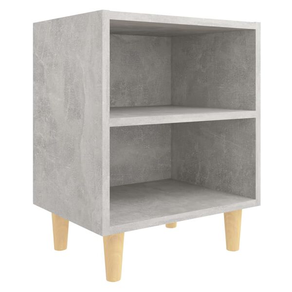 vidaXL Κομοδίνο Γκρι Σκυροδέματος 40 x 30 x 50 εκ. Μασίφ Ξύλινα Πόδια