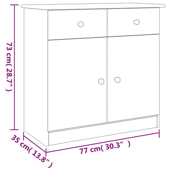 vidaXL Ντουλάπι ALTA Λευκό 77 x 35 x 73 εκ. από Μασίφ Ξύλο Πεύκου