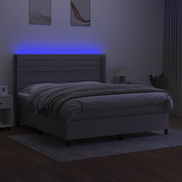 vidaXL &Kappa;&rho;&epsilon;&beta;ά&tau;&iota; Boxspring &mu;&epsilon; &Sigma;&tau;&rho;ώ&mu;&alpha; & LED &Alpha;&nu;.&Gamma;&kappa;&rho;&iota; 160x200&epsilon;&kappa;. &Upsilon;&phi;&alpha;&sigma;&mu;ά&tau;&iota;&nu;&omicron;