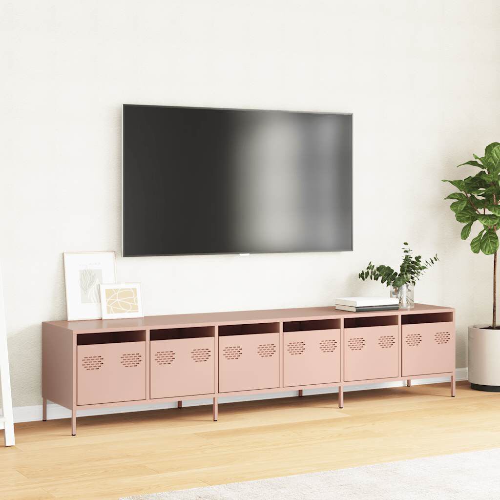 ντουλάπι τηλεόρασης vidaXL Ροζ 202x39x43,5 cm Ατσάλι ψυχρής έλασης