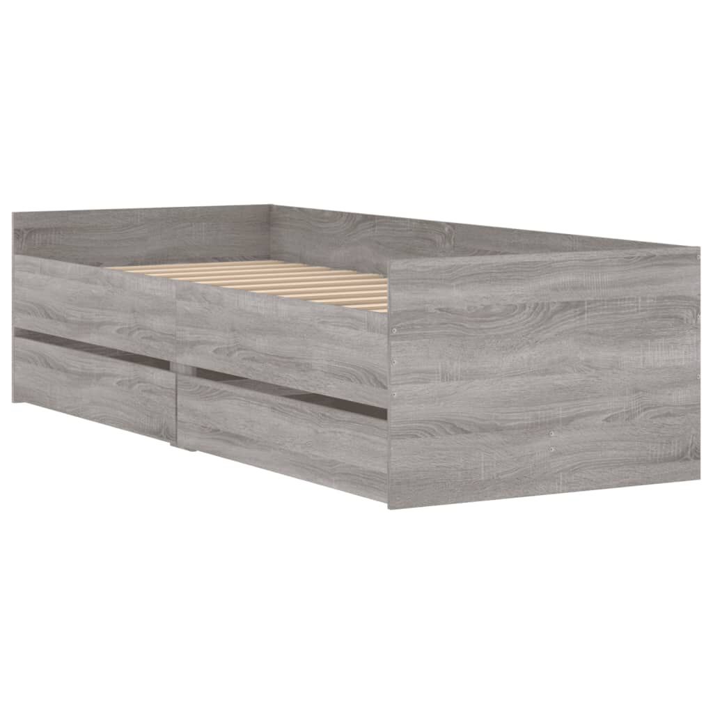 vidaXL Πλαίσιο Κρεβατιού με Συρτάρια Γκρι Sonoma 90 x 190 εκ.
