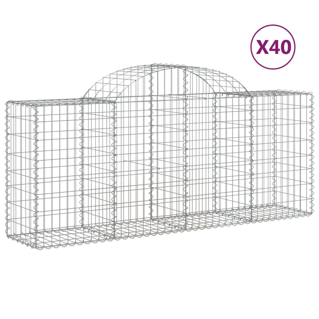 vidaXL Συρματοκιβώτια Τοξωτά 40 τεμ. 200x50x80/100 εκ. Γαλβαν. Ατσάλι